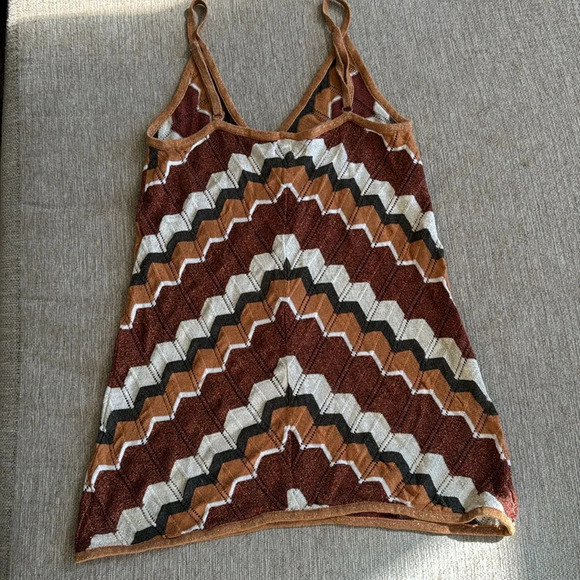 Lucca metallic brown 1970’s retro vibe style knit tank top size medium - Picture 2 of 12